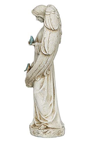 Joseph's Studio by Roman - Angel with Two Birds Statue, 20" H, Garden Collection, Resin and Stone, Decorative, Religious Gift, Home Outdoor and Indoor Decor, Durable, Long Lasting