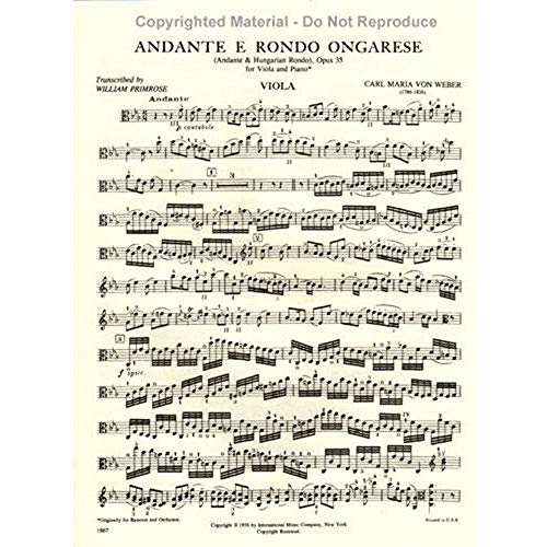 Weber - Andante and Rondo Ongarese Op 35 For Viola and Piano Edited by Primrose Published by International Music Company [Sheet music] [Sheet music] [Sheet music] [Sheet music] [Sheet music] [Sheet music] [Sheet music] [Sheet music] [Sheet music]...