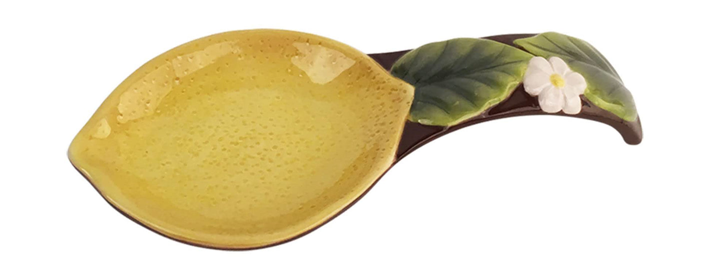 Blue Sky Ceramic Summer Cottage Lemon Spoon Rest, 9.25-inch Length