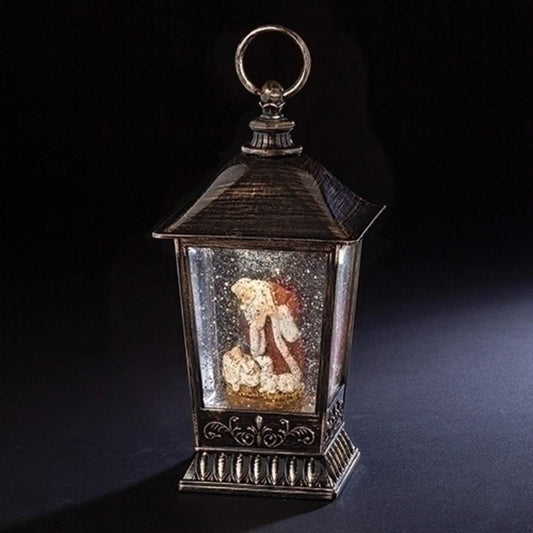 Roman 133292 Swirl Kneeling Santa Bronze Lantern, 9.7 inch