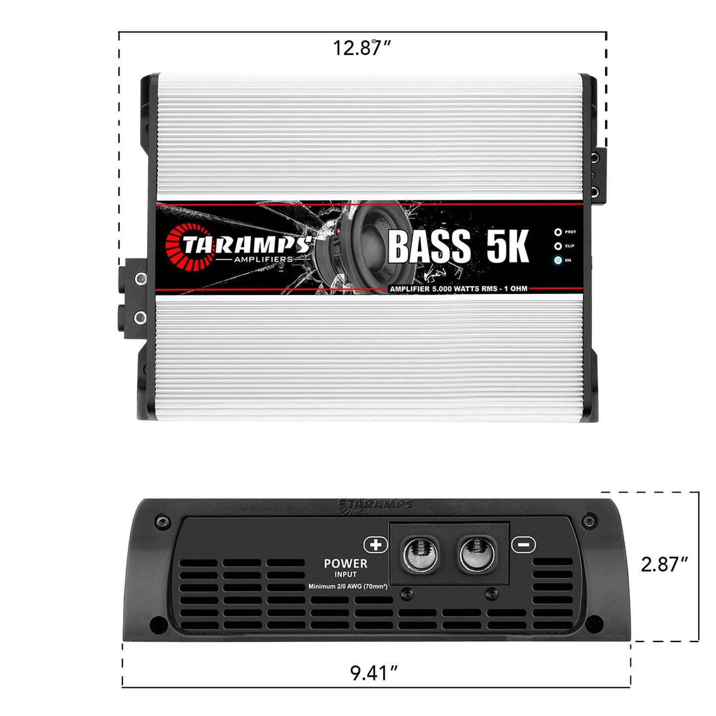 Taramps BASS 5K 1 Ohm 1 Channel 5000 Watts RMS MAX, Full Range Car Audio, Monoblock, LED Monitor Indicator, Class D Amplifier, Crossover, White 5k amp, Sound Quality