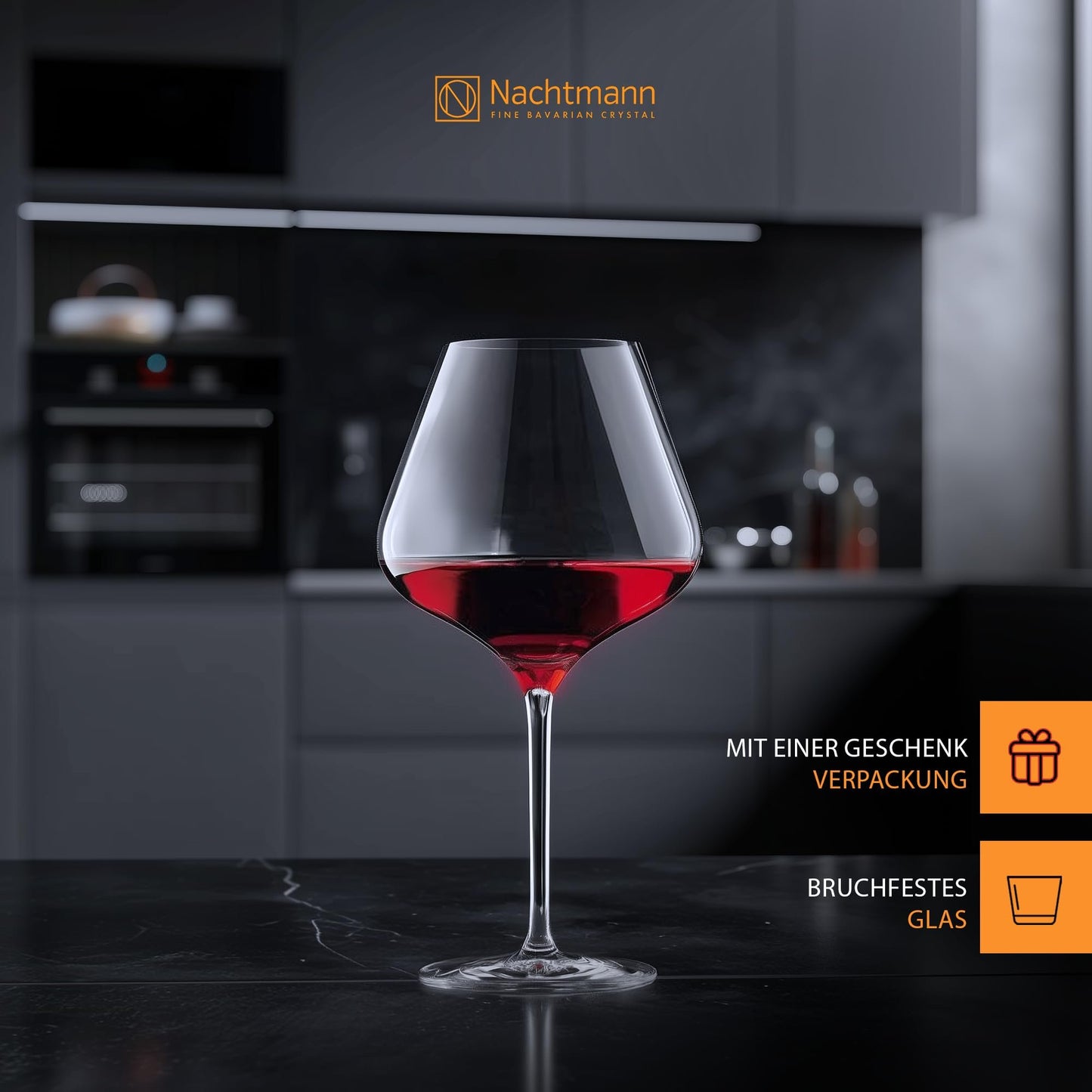 Nachtmann ViNOVA Red Wine Balloon Glass, Set of 4, 28.4-Ounces, Burgundy Wine Glasses, Tulip Shaped, Made of Clear Crystal Glass, Stemmed, Dishwasher Safe