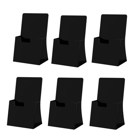 Marketing Holders 6 Pack Brochure Holder for 4.25" Trifolds Black Acrylic Countertop Literature Organizer Freestanding Angled Pamphlet Dispenser for Offices Retail Shops and Restaurants