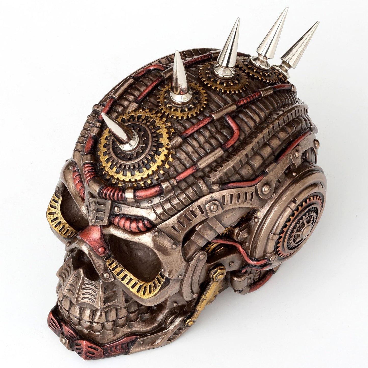 Veronese Design 5 1/2 Steampunk Chrome Spiked Draugr Skull Resin Sculpture Bronze Finish Secret Trinket Box