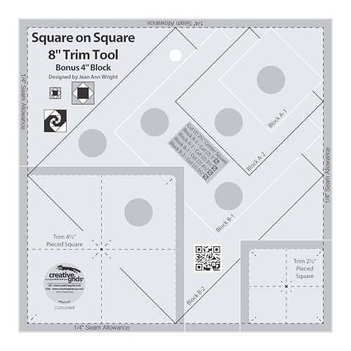 Creative Grids Square on Square Trim Tool - 4in or 8in Finished - CGRJAW8