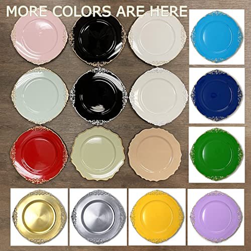 allgala Heavy Quality Round Charger Plates - Elegant Gold Chargers for Dinner Plates