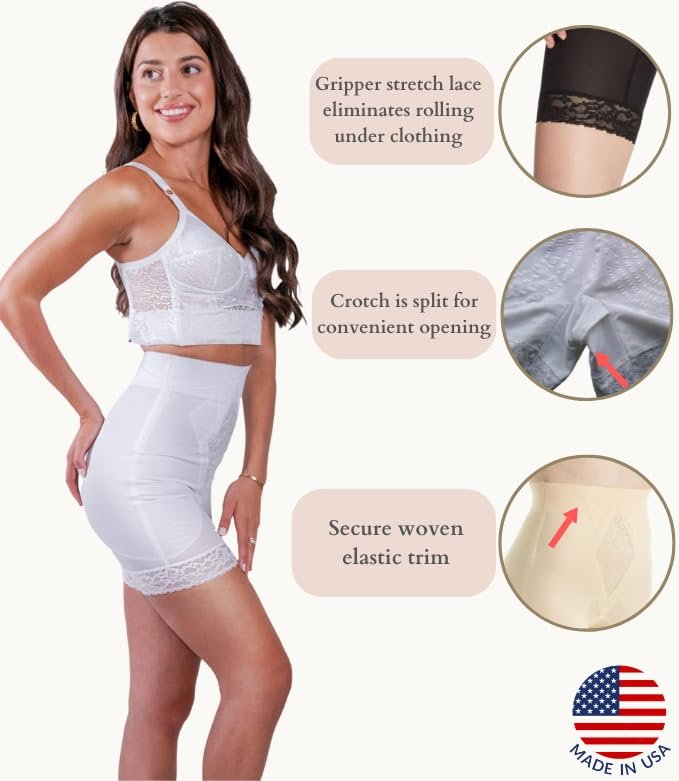 6206 - High Waist Long Leg Shaper | Made in USA | No Top Roll Waistband | Quality Material | Medium Control |