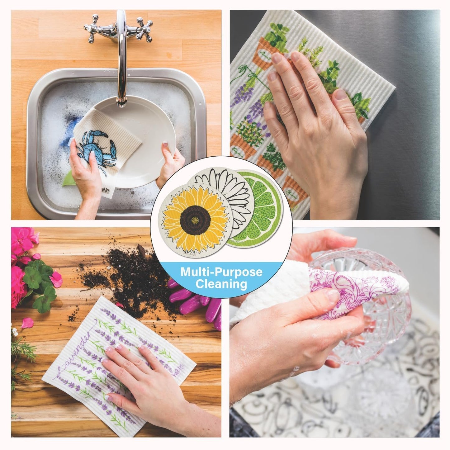 Wet-It! Swedish Dishcloth States – Reusable Paper Towels, Highly Absorbent & Biodegradable Dish Cloths, Non-Scratch, Durable, Machine Washable Cleaning Towels