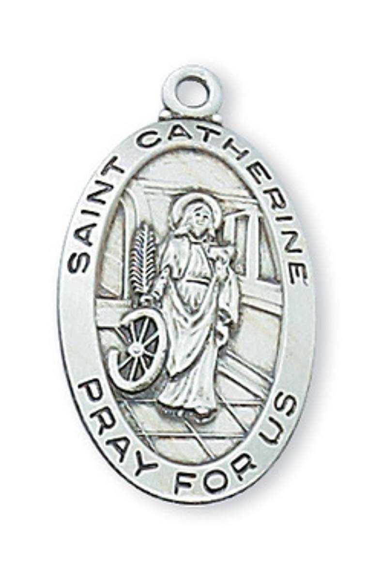 Oval St. Catherine of Alexandria Medal with Prayer Card