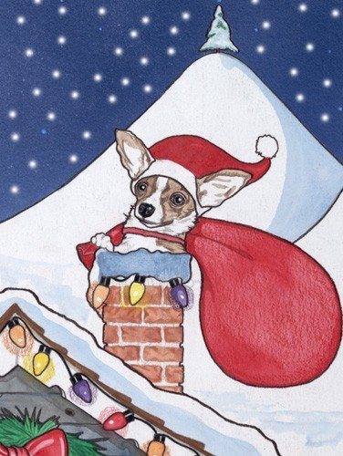 Pipsqueak Productions C909 Chihuahua Rooftop Christmas Boxed Cards - Pack of 10