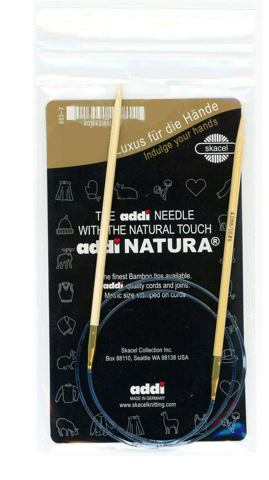 addi Knitting Needle Circular Natura Bamboo Skacel Blue Cord 24 inch (60cm) Size US 06 (4.0mm)