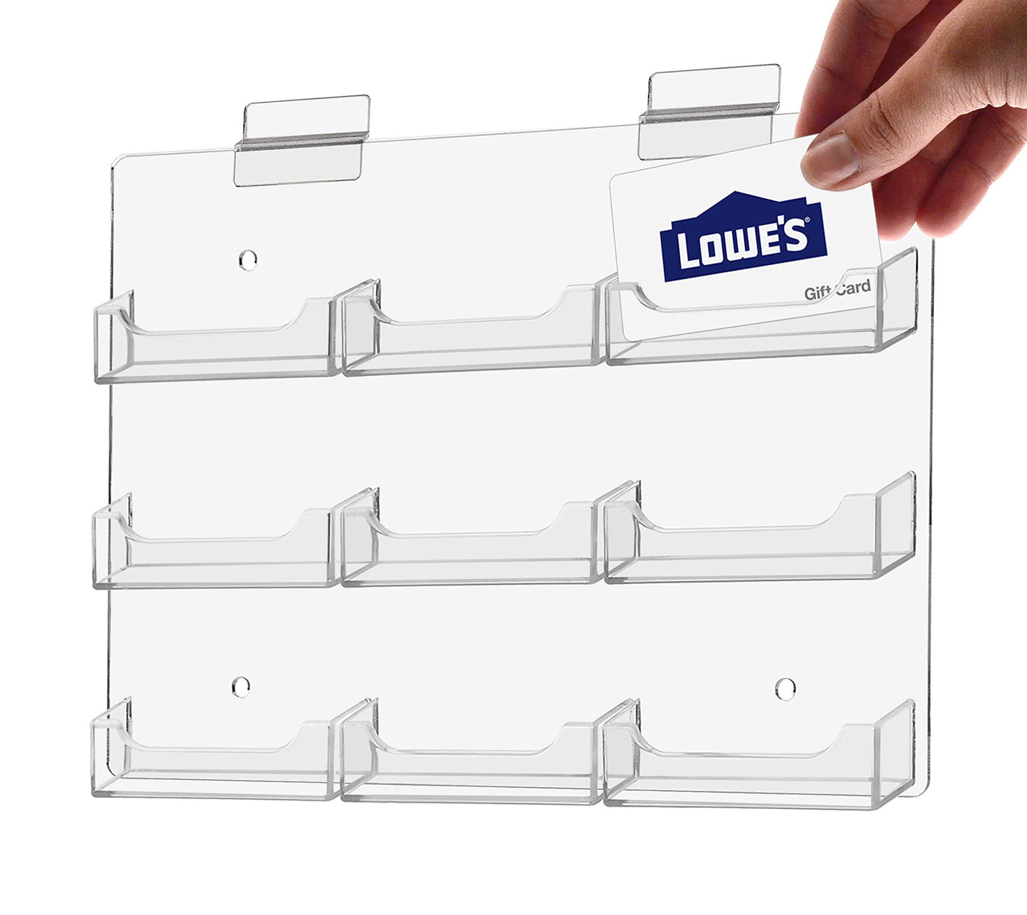 Marketing Holders Slatwall Business Card Holder 9 Pocket Clear Acrylic Organizer for 3.5" x 2" Contact or Appointment Cards in Doctors and Dental Offices