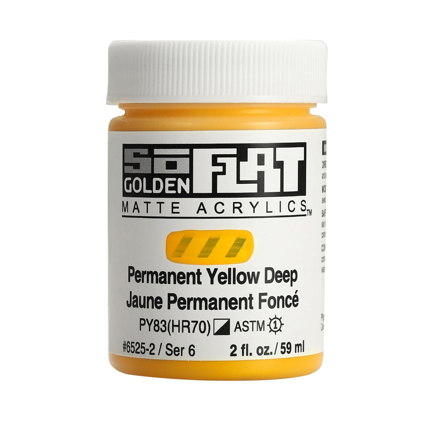 GOLDEN SoFlat Matte Acrylics, Permanent Yellow Deep, 2 fl. oz. Jar, Professional Acrylic Paint, Semi-Opaque