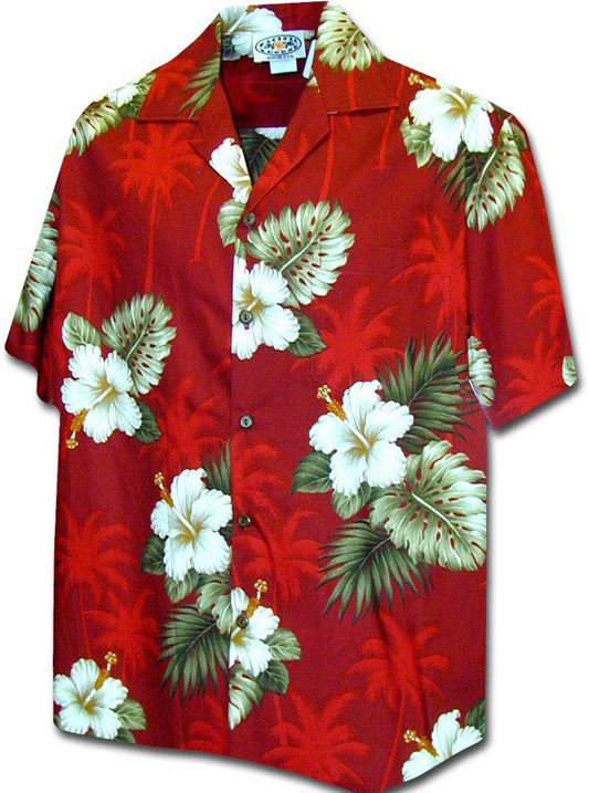 Pacific Legend Hawaiian Shirts Hibiscus Island in Red XL 410-2798