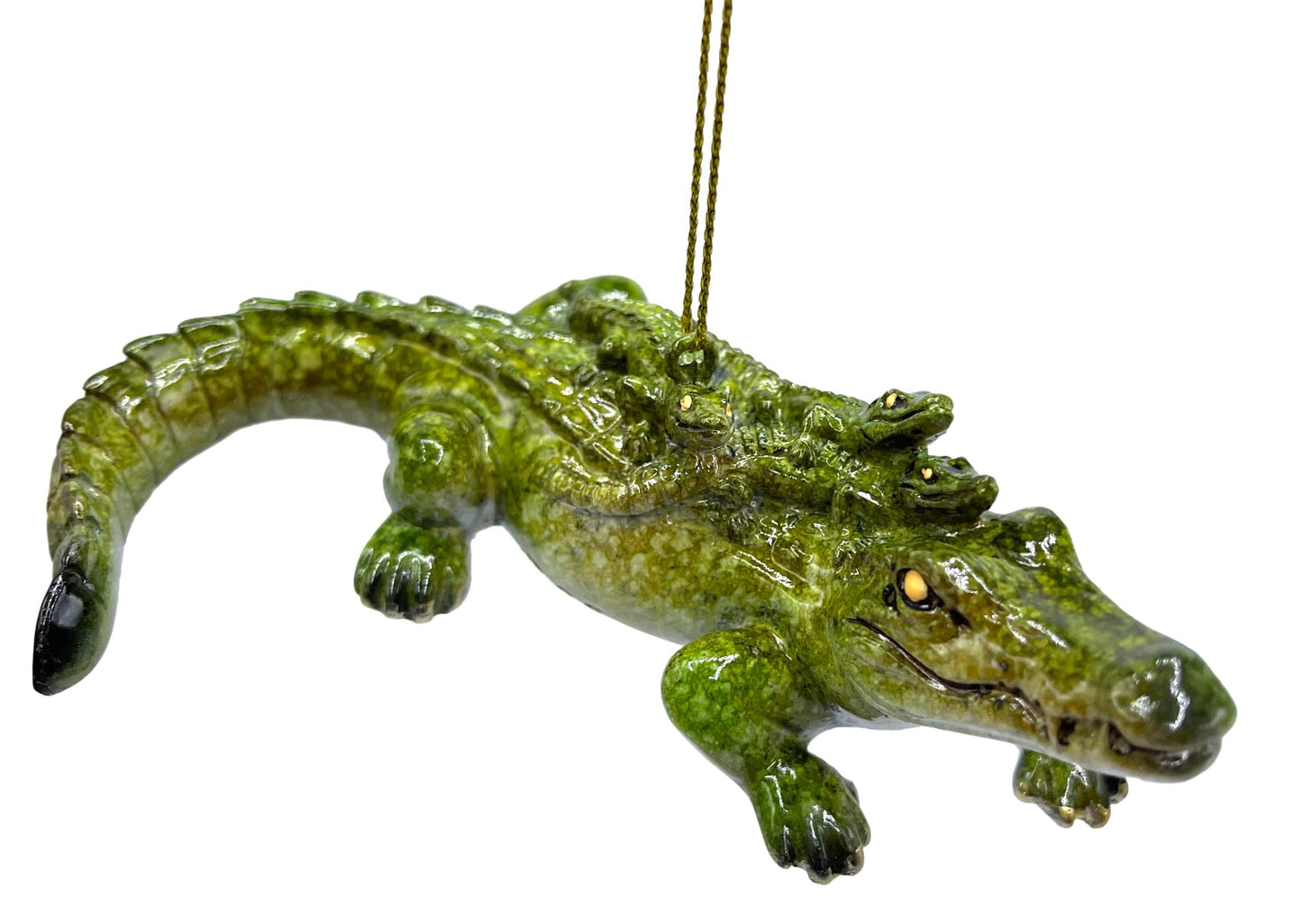 Cape Shore Christmas Glossy Resin Ornament, Gator with Babies, Holiday Tree Decoration, Home Collection