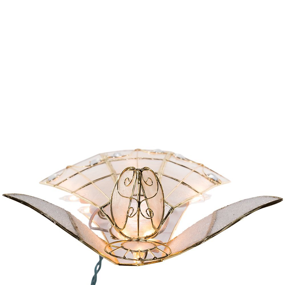 Kurt Adler 10-Light Capiz Angel Treetop with Trumpet (Clear)