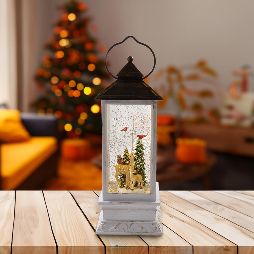 Kurt S. Adler Kurt Adler 10-Inch Battery-Operated LED Deer and Tree Musical Motion Table Piece, Multi