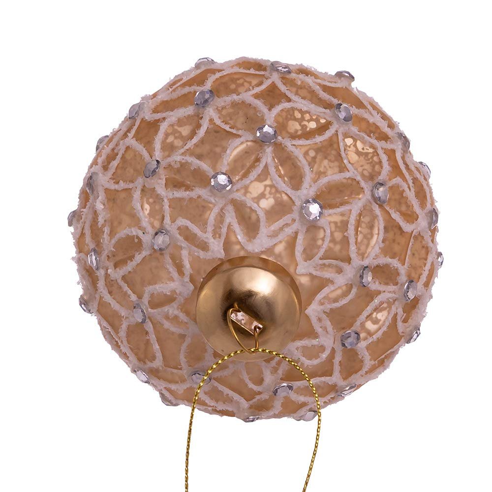 80MM Gold Lattice Glass Ball Ornaments, 6-Piece Set