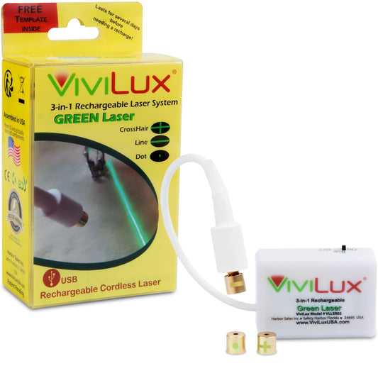 ViviLux 3-in-1 Rechargeable Green Laser System for Sewing & Quilting – Adjustable Line, Crosshair, and Dot Laser Heads, Secure Magnetic Mount