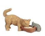 Melody Jane Dollhouse Cat & Mouse Drinking Milk Miniature Pet 1:12 Scale
