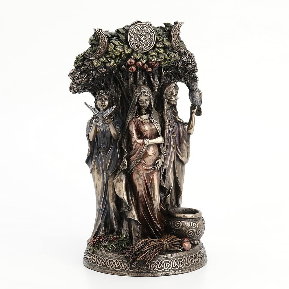 Veronese Resin Statues Danu Irish Triple Goddess of The Tuatha De Danann Statue 6 X 10.5 X 5 Inches