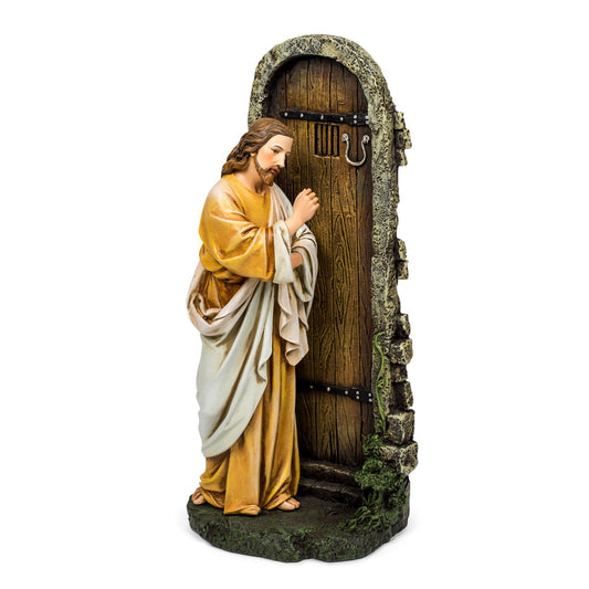 Jesus Knocking at Door Renaissance Collection 12 Inch Resin Stone Statue Figurine