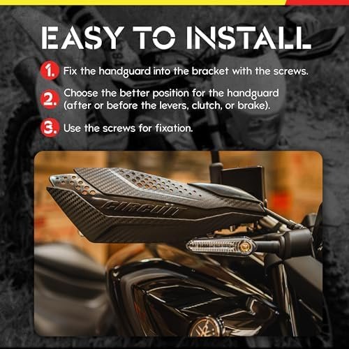 CIRCUIT EQUIPMENT - Universal Motorcycle Handguards - Italian Design, Durable, Weather-Resistant Nylon Brackets and Sleek Finish - Enhanced Control and Protection - Carbon Texture