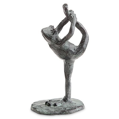 SPI Home 50902 Greywash Flexible Yoga Frog 7.5 x 4 Aluminum Table Top Figurine Décor