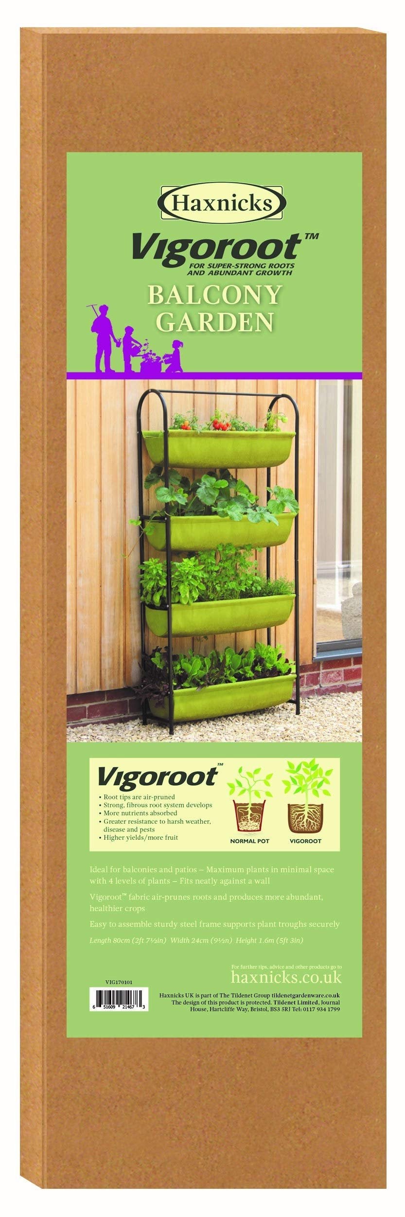 Tierra Garden - HAXNICKS VIGOROOT Balcony Garden, Green, Planter, Fabric