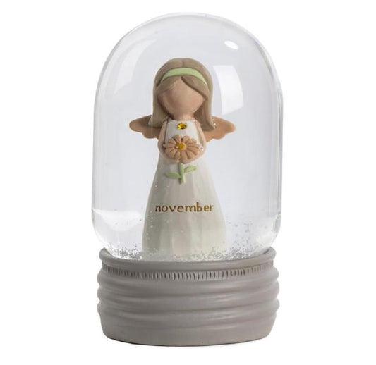 Blossom Bucket November Birthstone Angel Snowglobe, 4.25-inch Height, Resin, Home, Home Décor