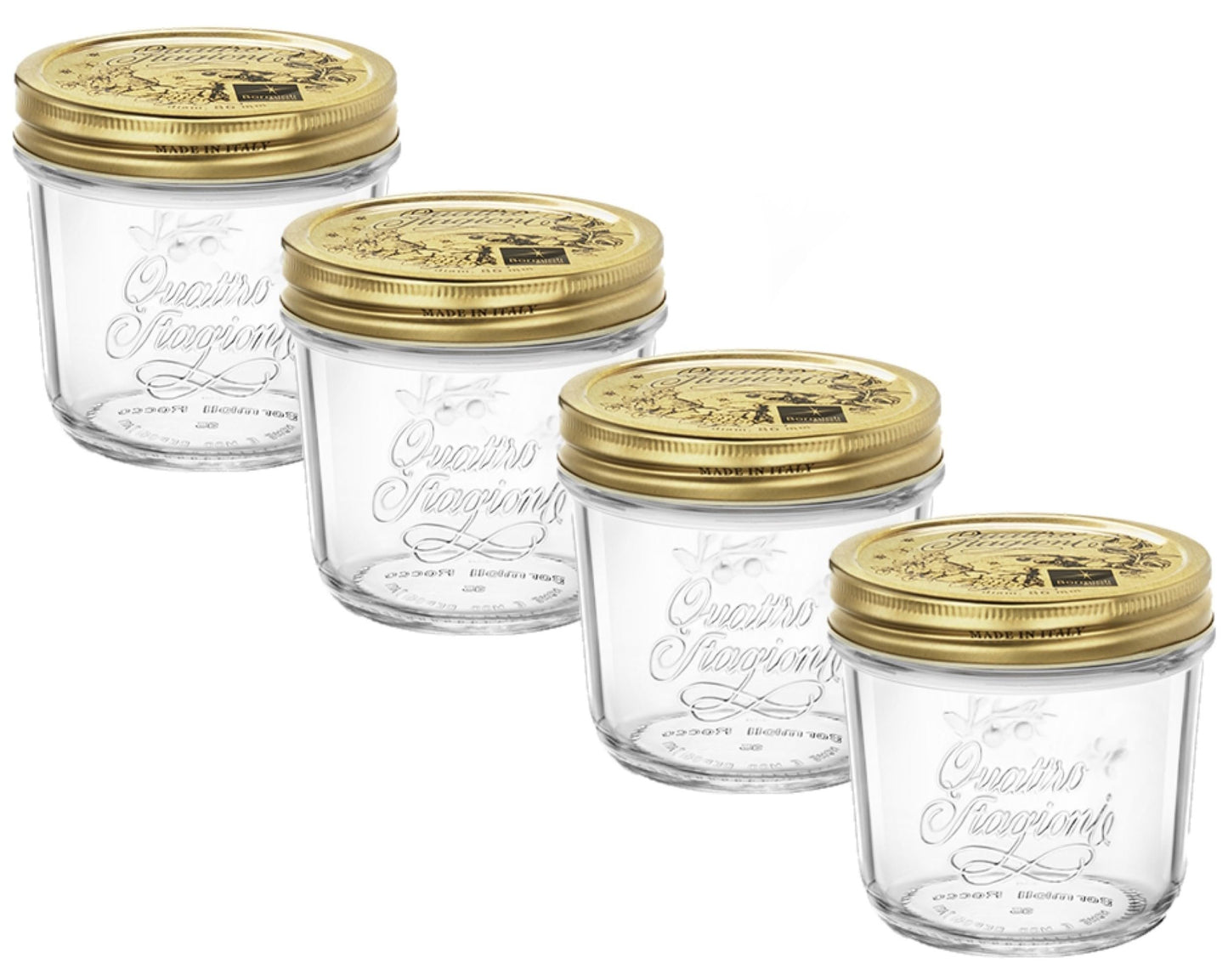 Bormioli Rocco Quattro Stagioni Set of 4 Clear Airtight Mason Jars - Made in Italy