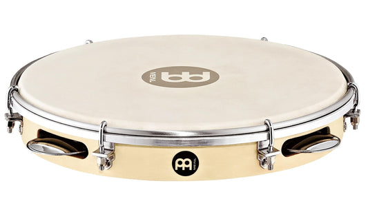 Meinl Percussion Pandeiro with Poplar Wood, 10” — NOT Made in China — Hand Selected Goatskin Head and Chrome Plated Steel Jingles, 2-Year Warranty (PA10PW-M)