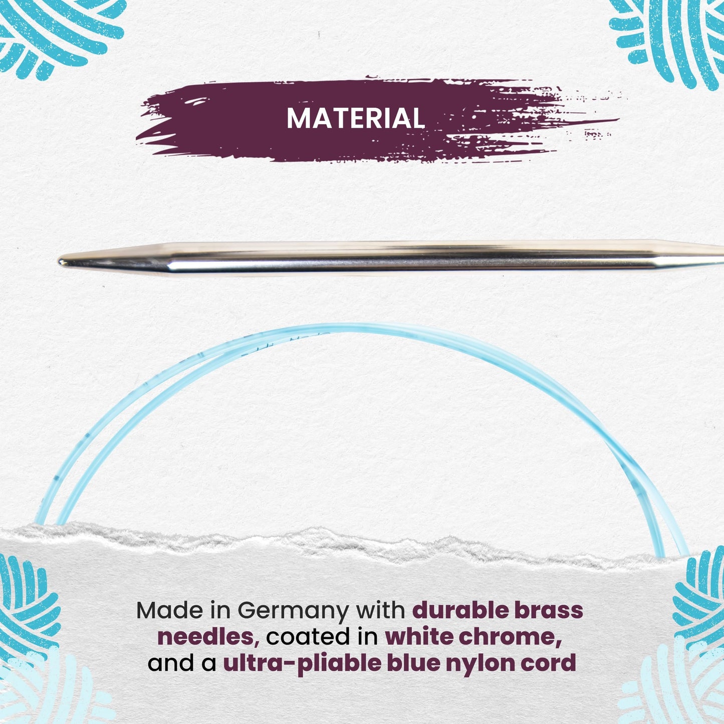 skacel by addi Circular Knitting Needles, 40 Inch (100 cm) Turbo Round Brass Knitting Needle Pair with Nylon Cord, 4.5 mm (US Size 7)