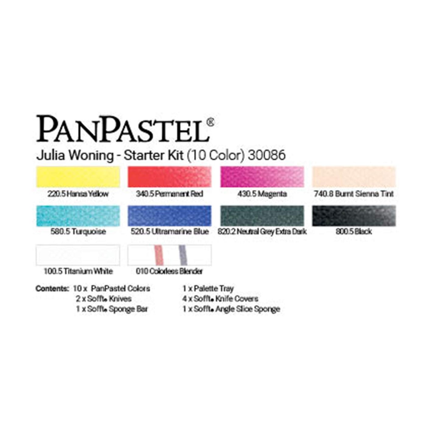 PanPastel Artist Pastels by GOLDEN, Julia Woning Book & Starter Kit, 10 Color, Professional Artist Pastels, Unique Pan Format (cake-like)