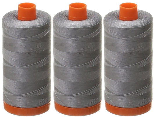 3-PACK - Aurifil Mako Cotton 50wt Thread Solid Grey 1422 Yard each