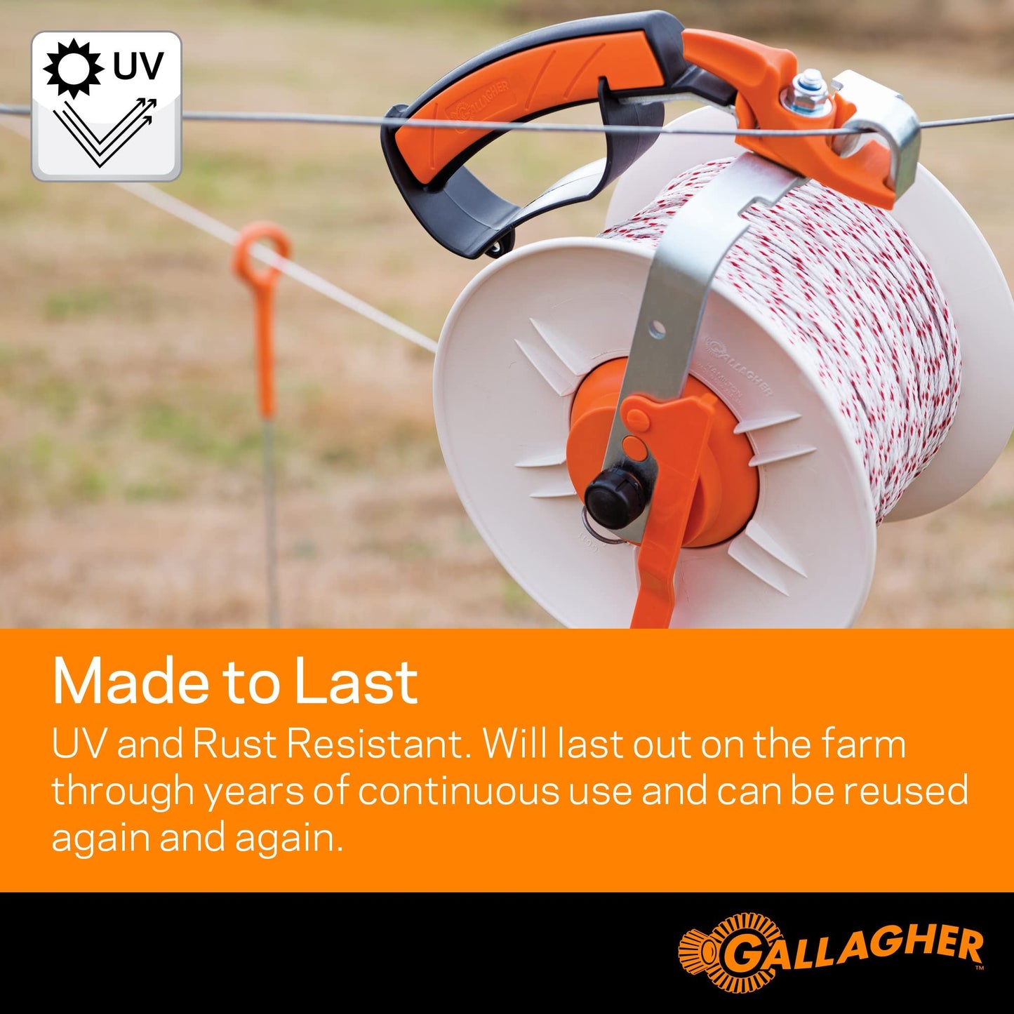 Gallagher Electric Fence Turbo Equine Braid | Heavy Duty Horse Fencing | 656 Foot | Superior Conductivity | Extreme Power | for Portable or Semi Permanent Fences | UV, Rust Resistant | 3/16" Diameter