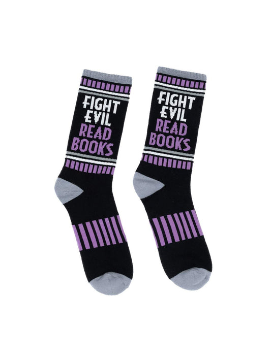 Out of Print Fight Evil, Read Books Socks Unisex Small
