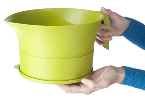 Kitchen Strainer Set Plastic Green 3 Pc Colander Storage Bowl with Handle
