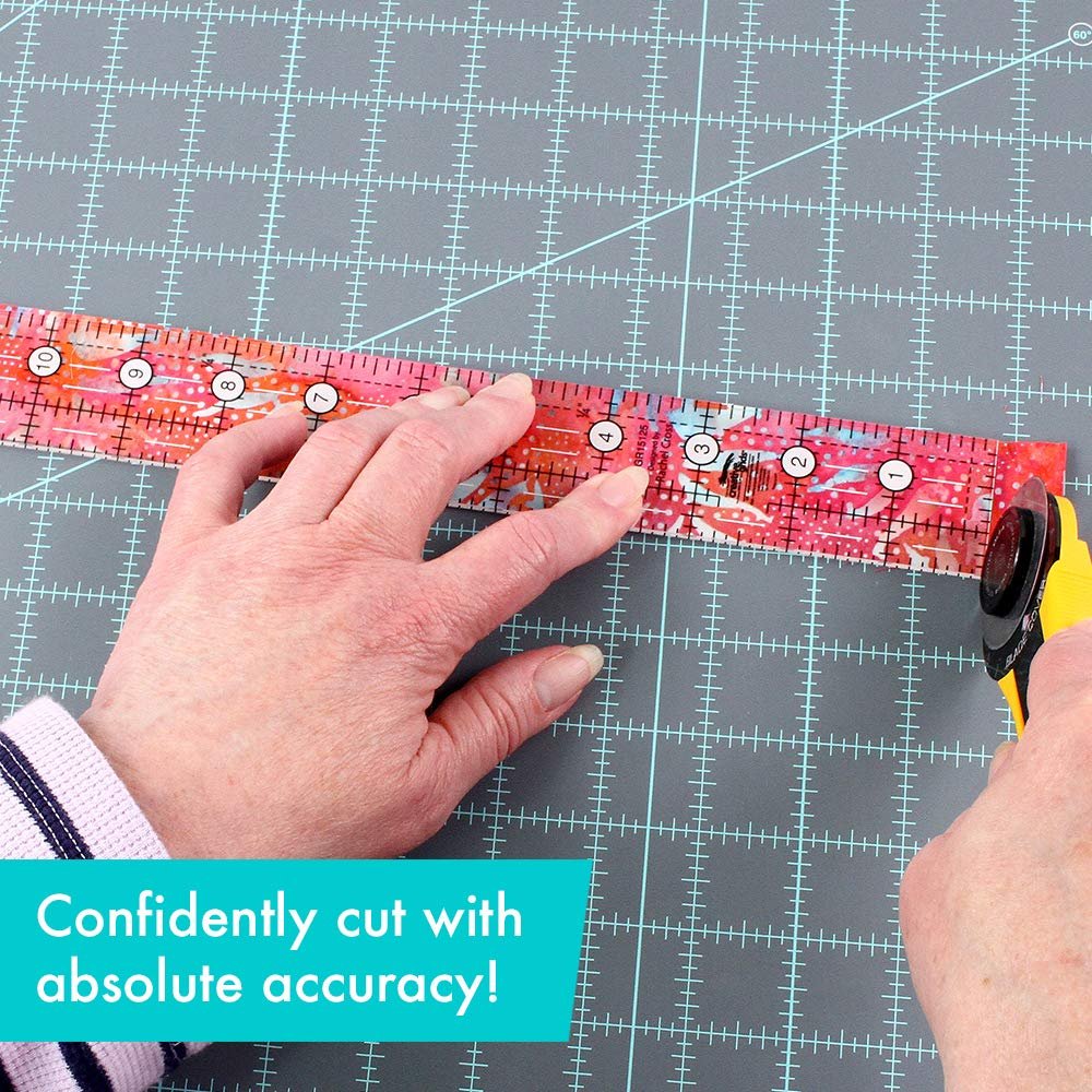 Creative Grids Quilt Ruler 1-1/2in x 12-1/2in Rectangle – CGR15125 – Made in USA, Non-Slip Grip Acrylic Quilting, Sewing, Crafting, Patchwork Ruler for Measuring & Cutting Fabric