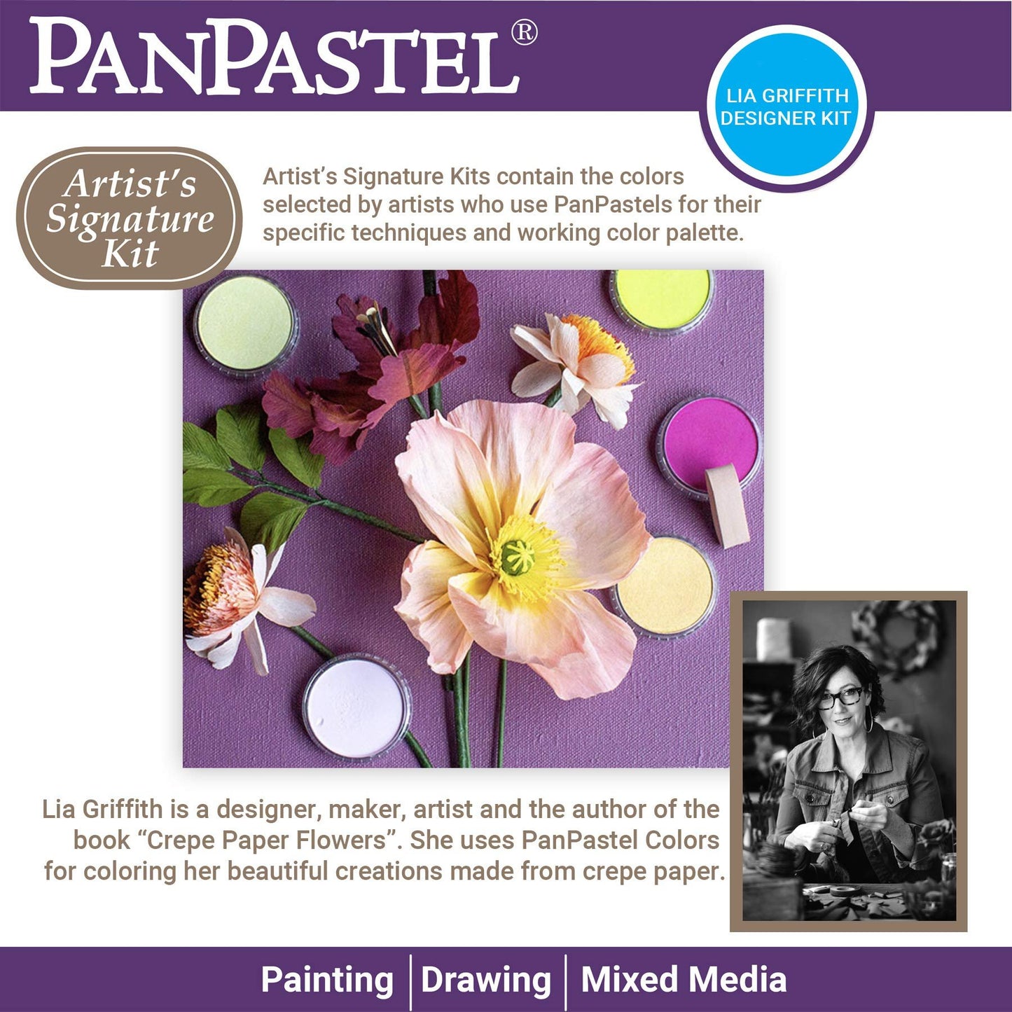 PanPastel Artist Pastels by GOLDEN, Lia Griffith Designer Set, 7 Color, Professional Artist Pastels, Unique Pan Format (cake-like)