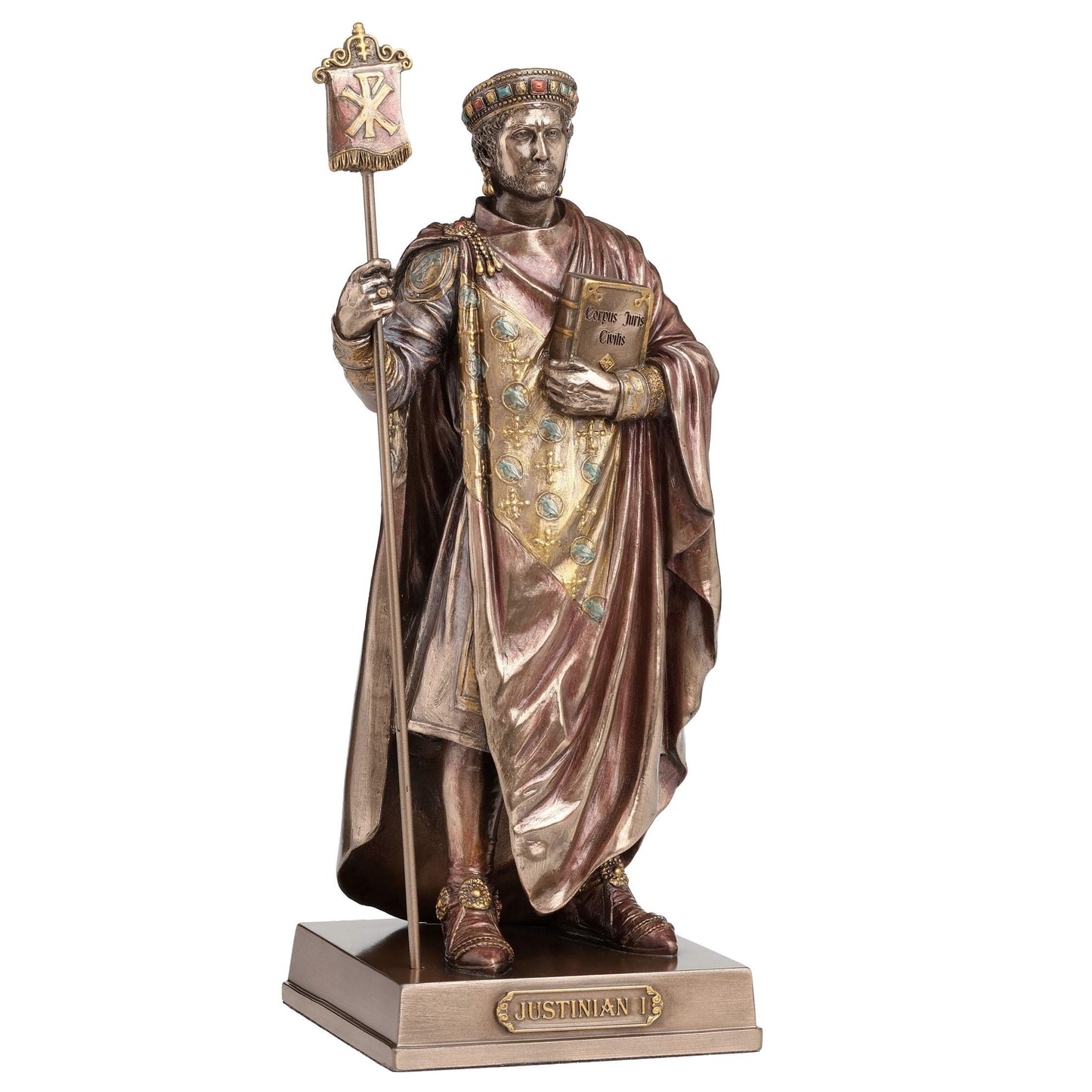 Veronese Design 10 1/4 Inch Byzantine Emperor Justinian The First Cold Cast Resin Bronze Finish Statue