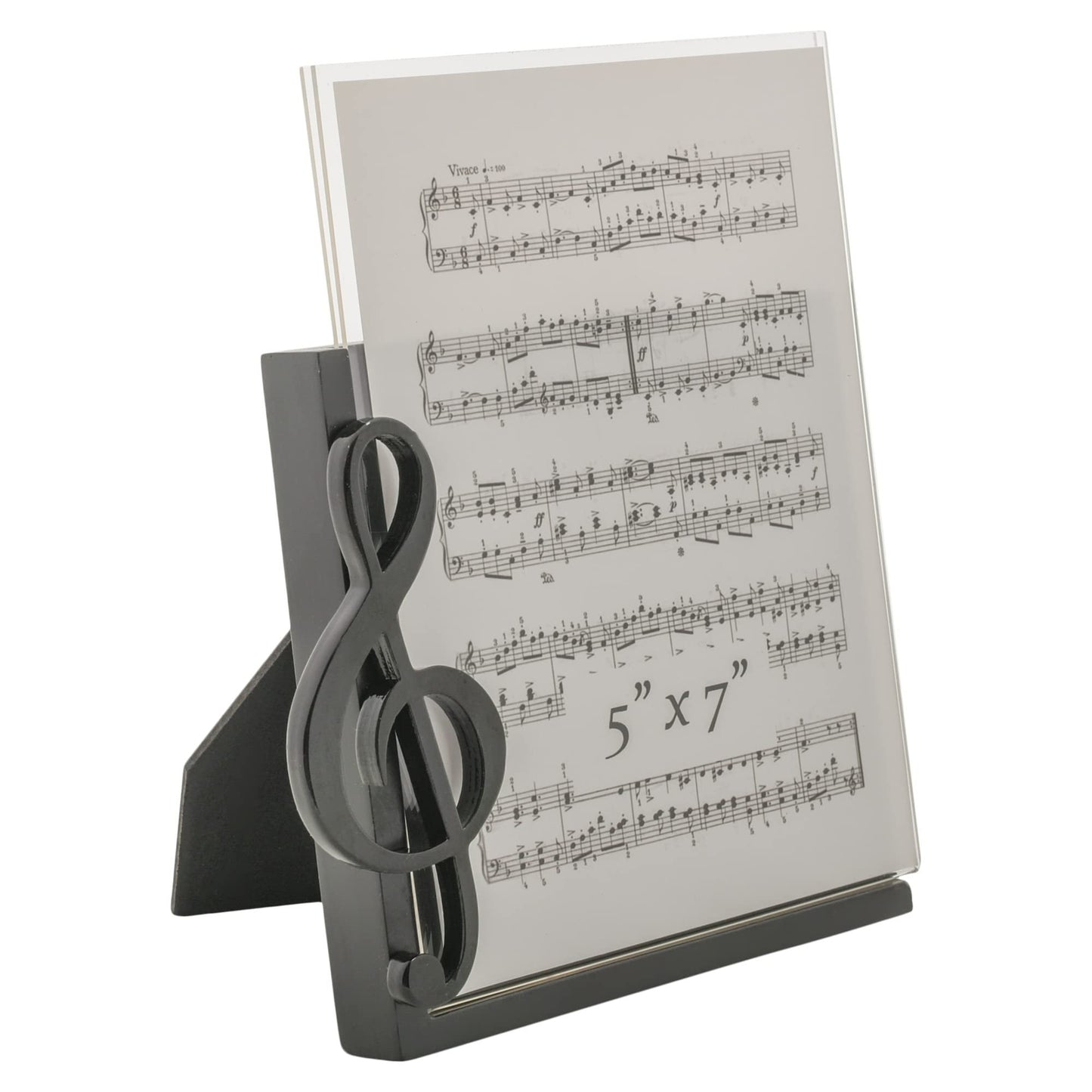 BroadwayGifts Co Black Treble Clef and Sheet Music 5 inch Acrylic Table Top Picture Frame