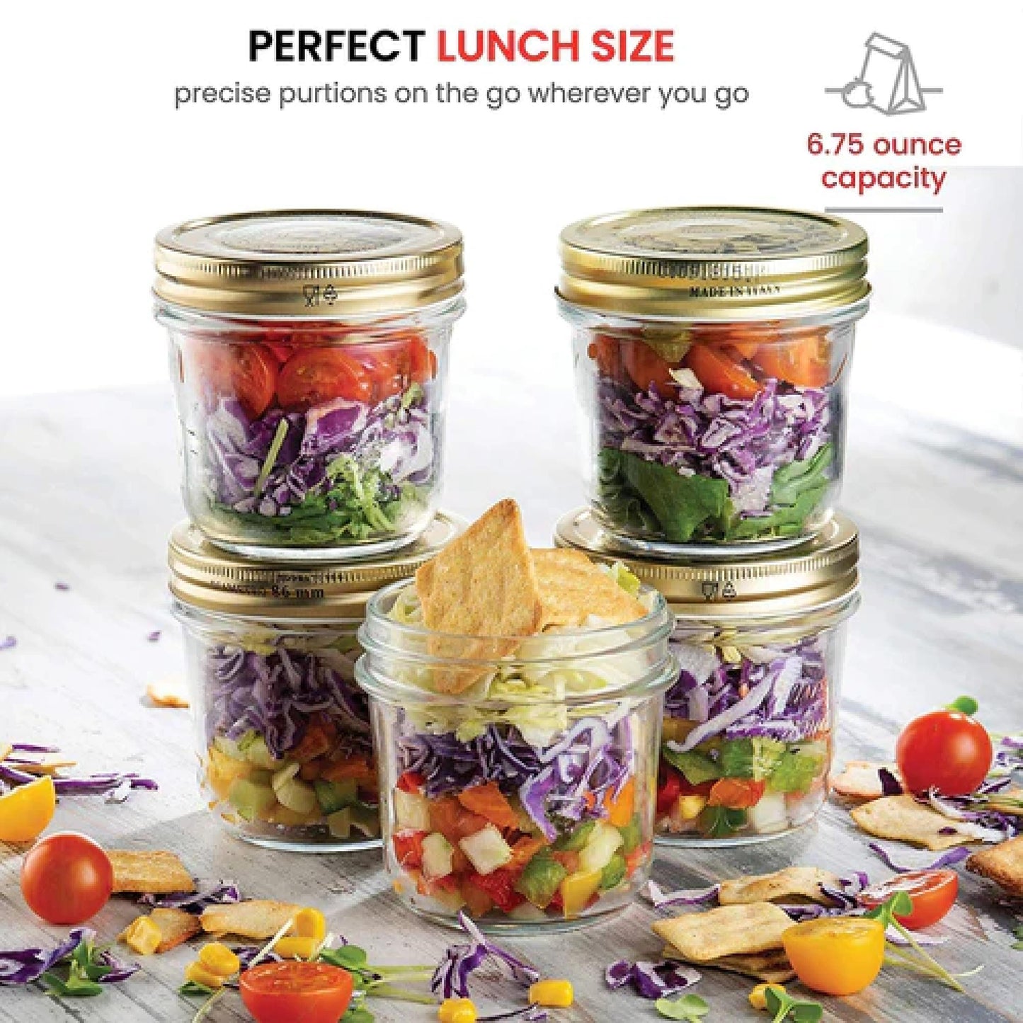 Bormioli Rocco Quattro Stagioni Set of 4 Clear Airtight Mason Jars - Made in Italy