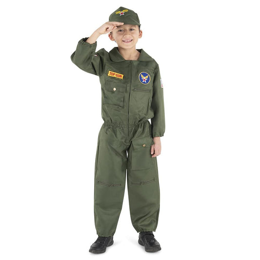 Dress Up America Top Gun Costume - Air Force Fighter Pilot Costume - WW2 Fighter Pilot Dress Up for Boys and Girls