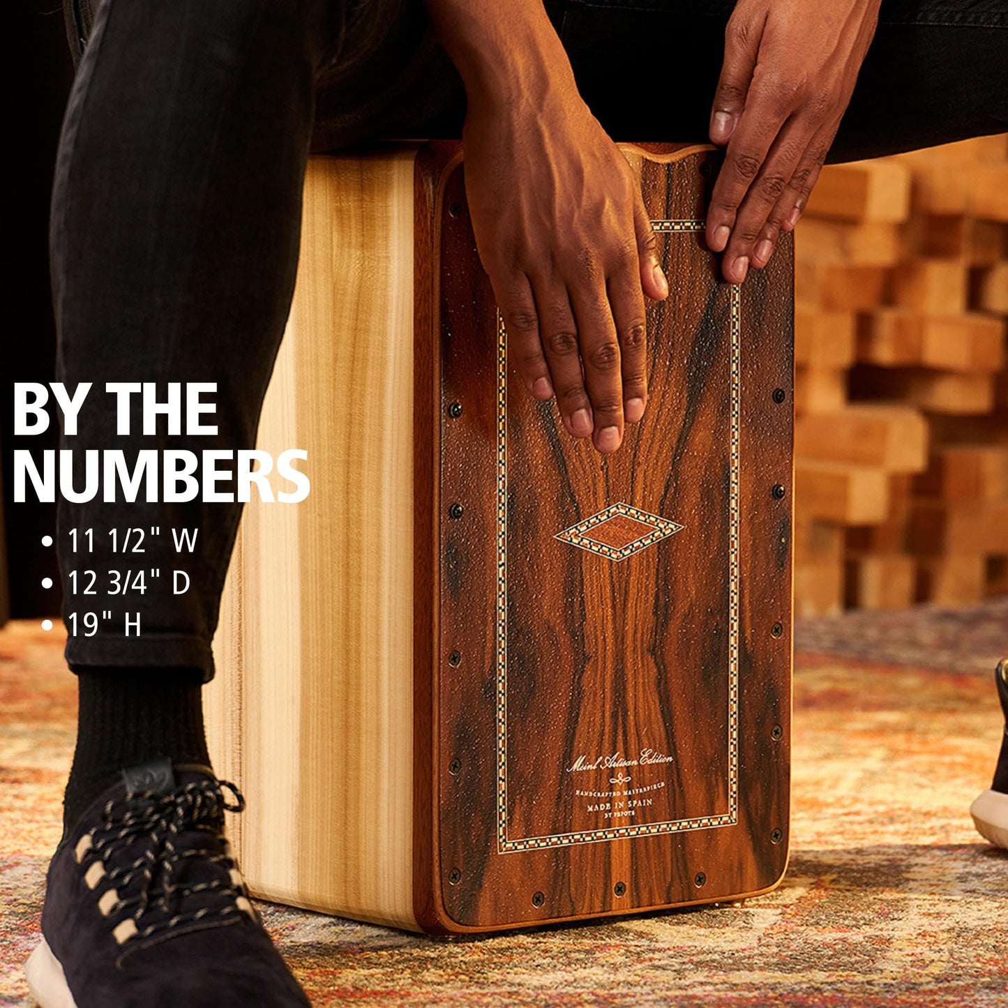 Meinl Artisan String Cajon with Brazilian Ironwood Frontplate / Solid Tulip Poplar Body - MADE IN SPAIN - Martinete Line, 2-YEAR WARRANTY (AEMLBI)