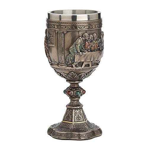 Veronese Design 6 3/4 Inch Last Supper Jesus Chalice Cold Cast Resin Antique Bronze Finish Statue Home Decor