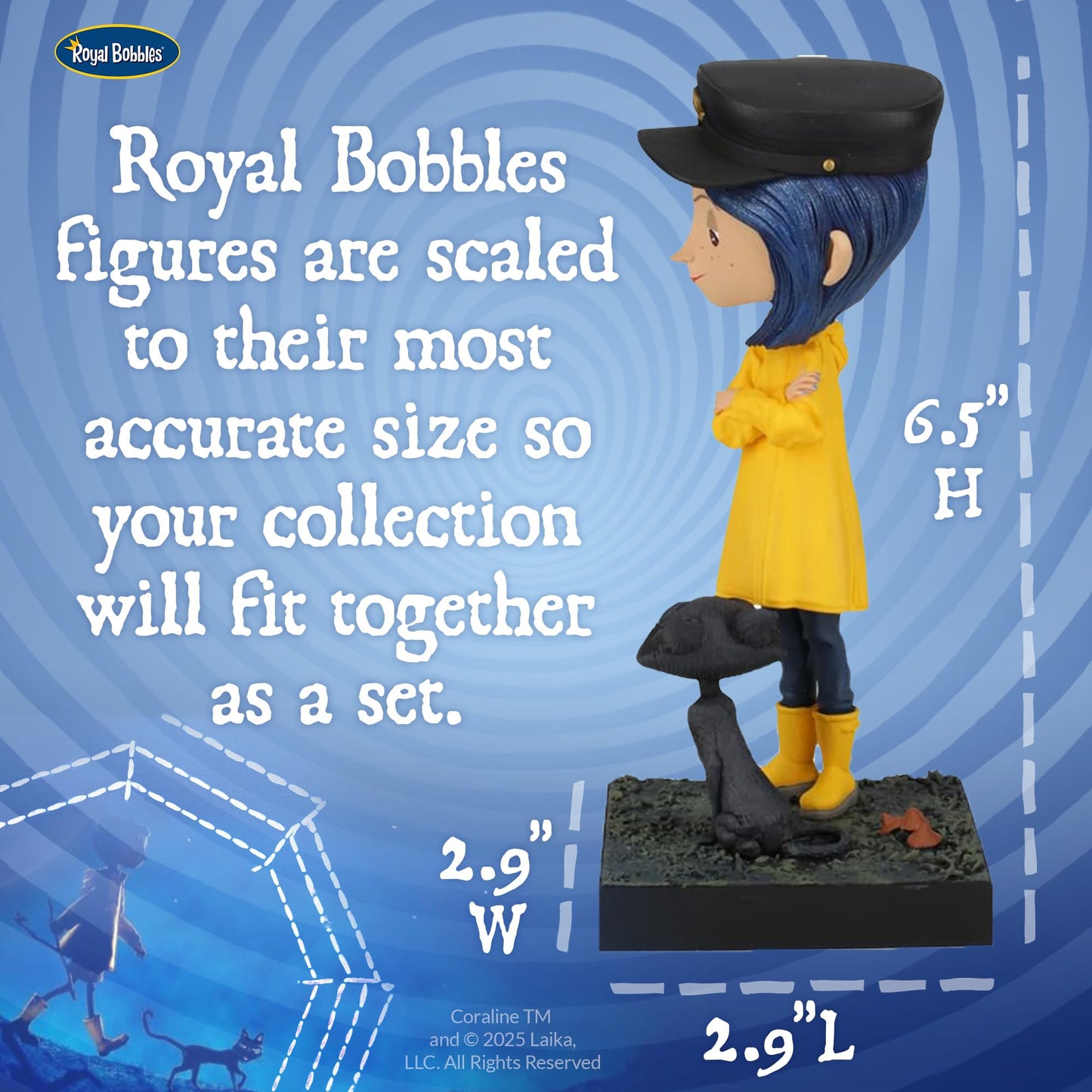 Royal Bobbles Coraline with The Cat – 6.5 Inches Tall – Collectible Bobblehead Statue