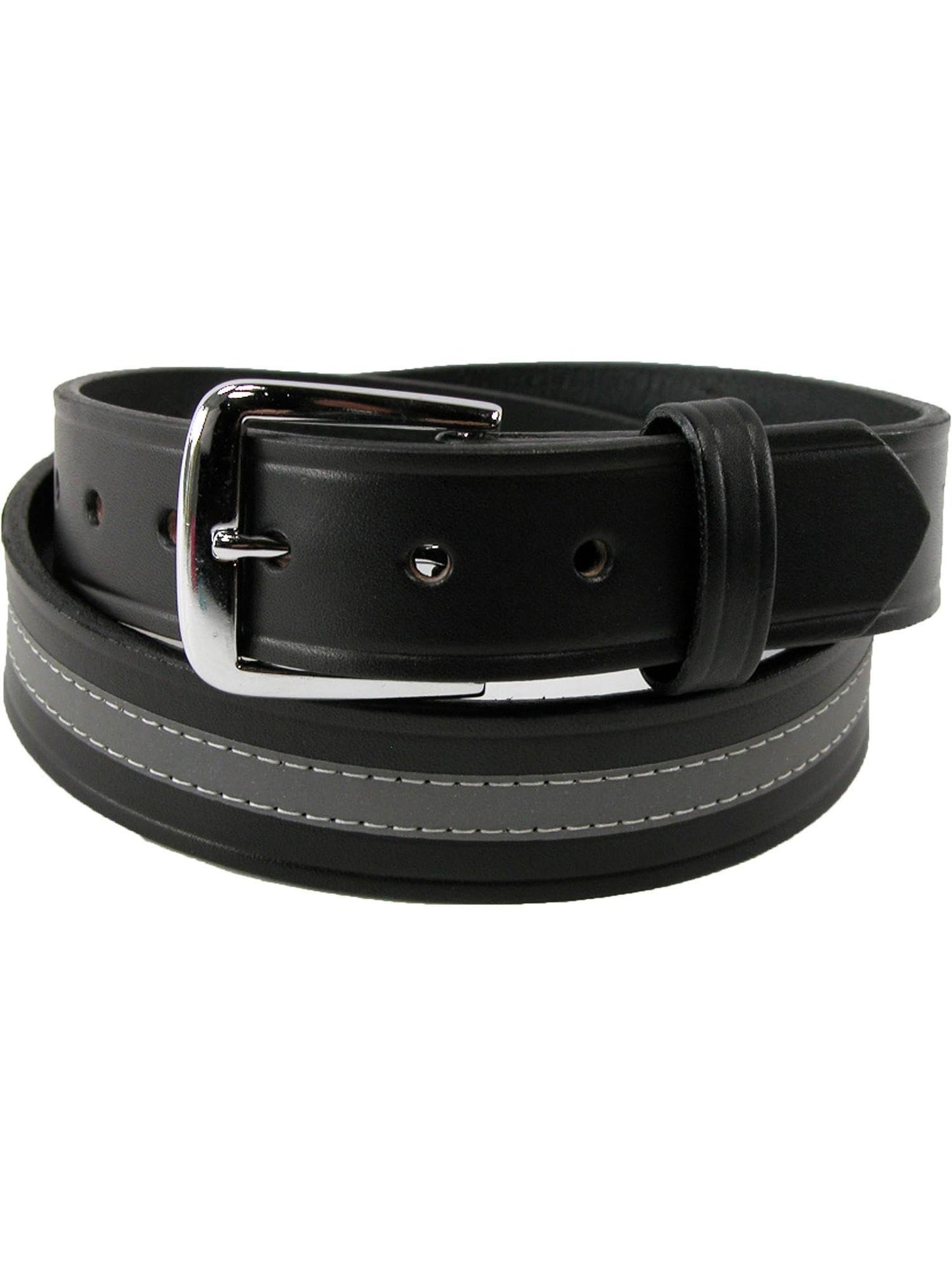 Boston Leather Men's Leather Work Belt with Reflective Safety Stripe, 34, Black