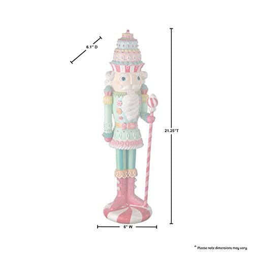 Regency International Resin Pastel Peppermint Nutcracker, 22 Inches, Figurine, Christmas, Tabletop Decor