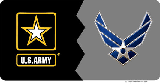 Army/Air Force House Divided Photo License Plate
